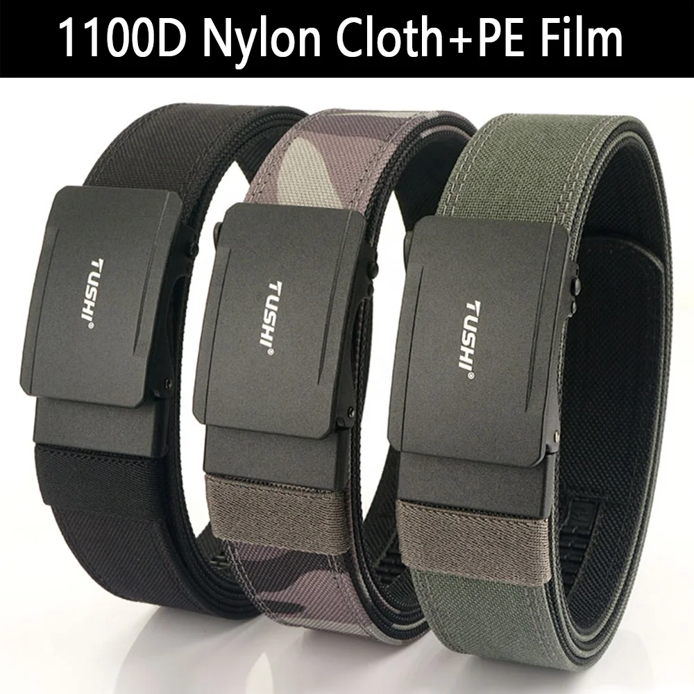 Custom No Holes Hunting Hiking Outdoor Tactical Belt Automatic Alloy Buckle New Design KORE Tactical Belts Nylon Strap Wholesale