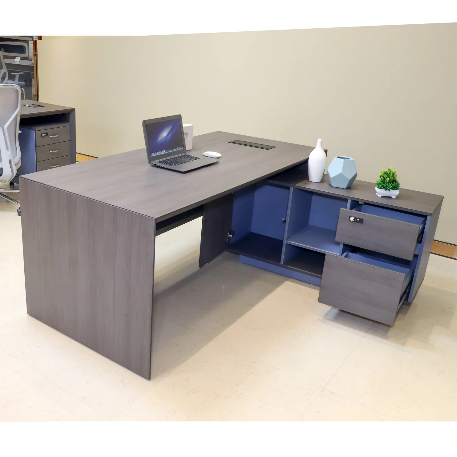 Luxury Modern Boss Manger L Shape Director Ceo  Office Furniture Solutions Table Executive Office Desk