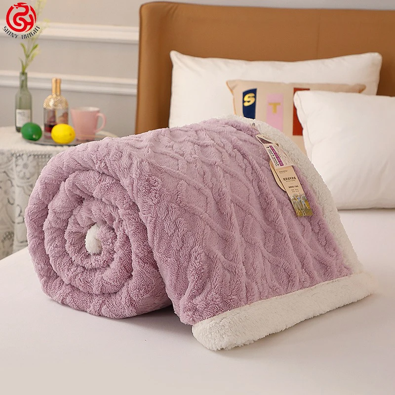 korean Thick Soft Big Cozy Knitted Fleece blankets Bedding Mustard Yellow Knit Sherpa Throw Blanket
