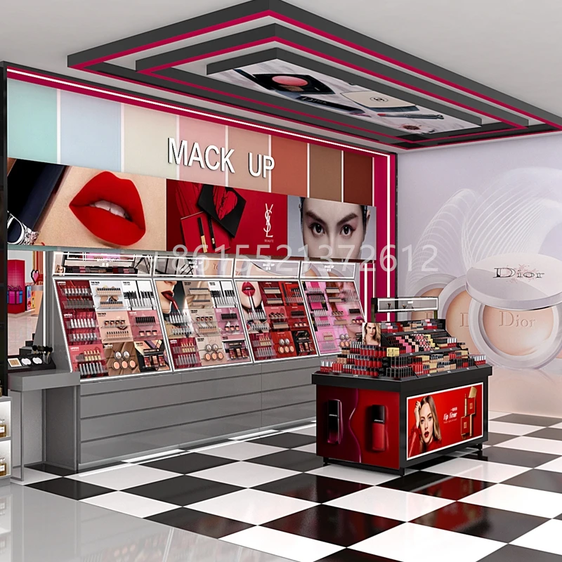Custom-made beauty floor stand Display Rack expositor de cosmeticos cosmetics shop display counter Gondola make up expositor