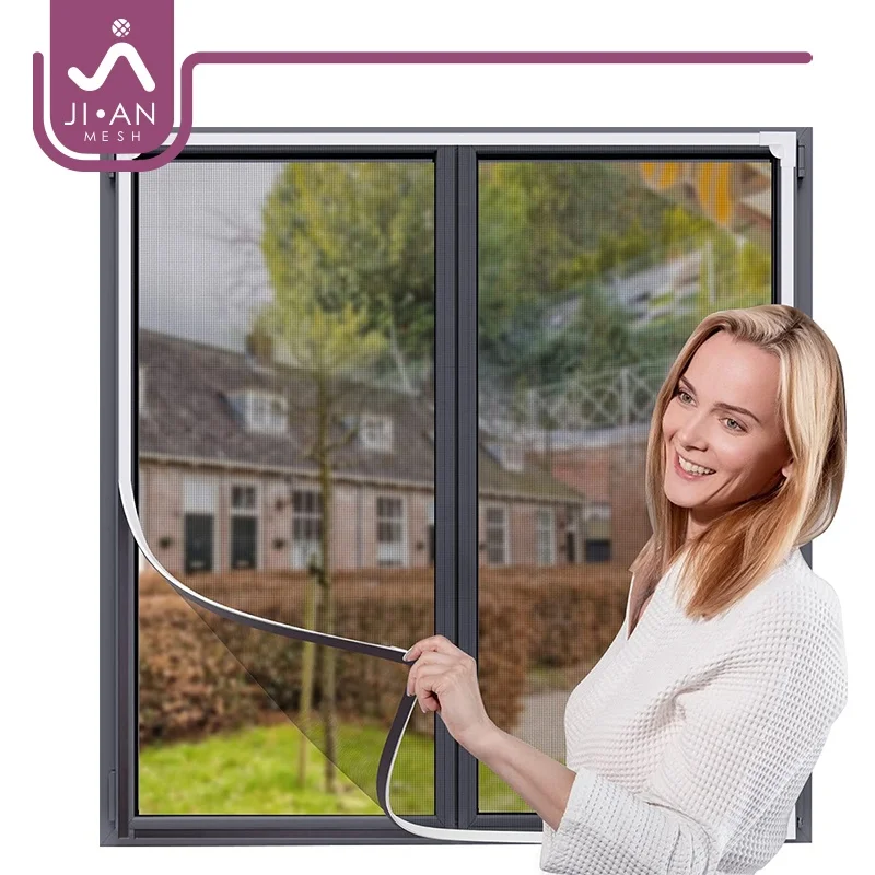 Magnetic screen window insect screen netting self closing magnet polyester diy anti insect fly screen for home