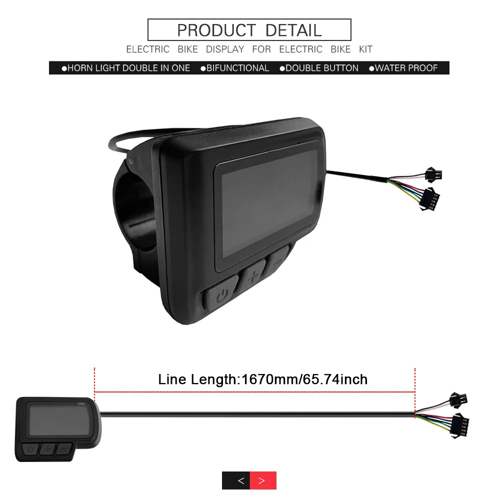 24V 36V 48V with USB Power Speed Display E-bike Conversion Parts Waterproof/SM Plug E-Bike Display Meter LCD-EN06 Display