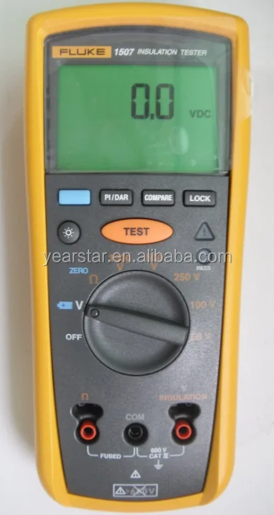 Multiple test voltages Auto power off save battery power Backlit display Fluke 1507 Insulation   Resistance Tester