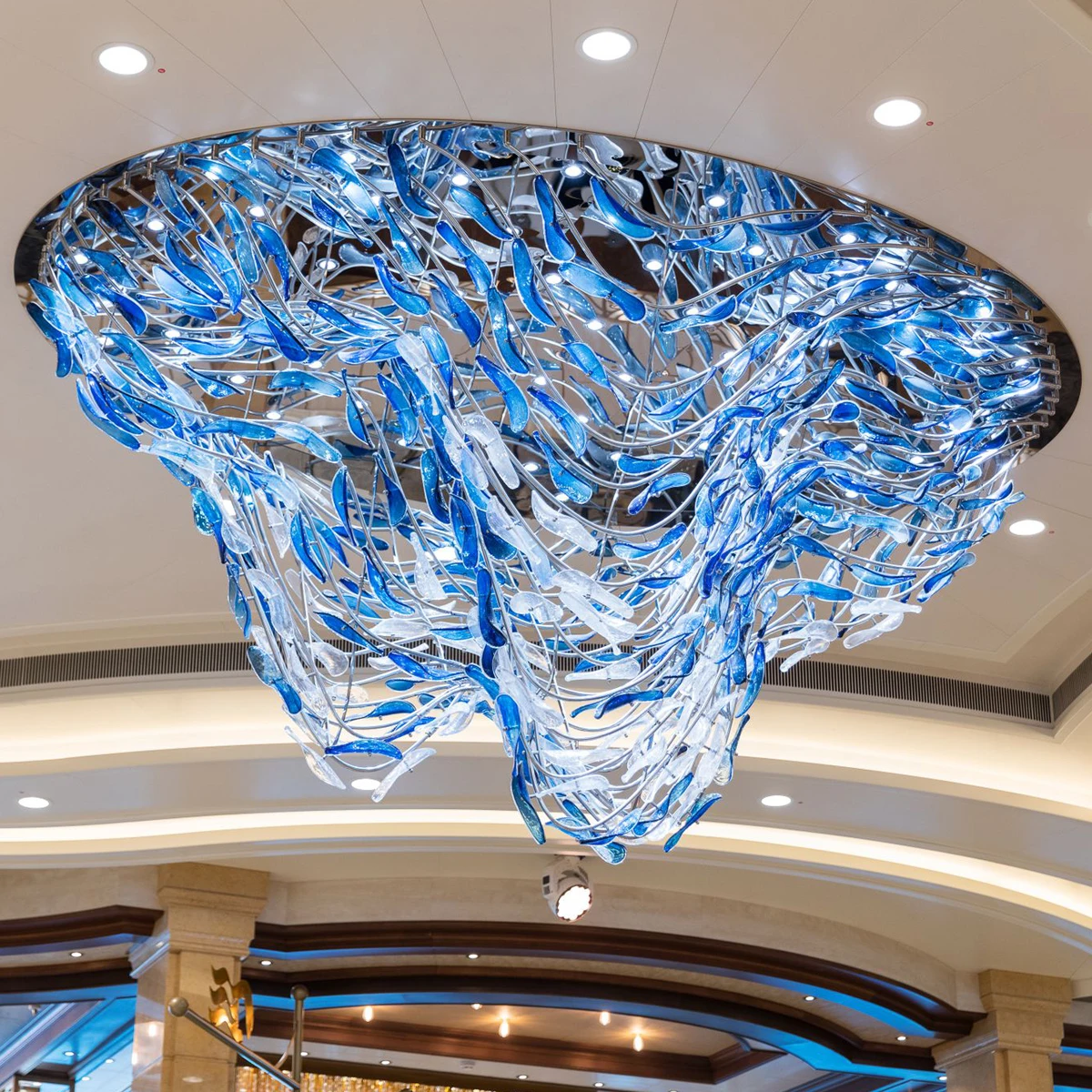 Ocean Glass Modern Customized Ceiling Project Ceiling Lighting Chandelier Blue Custom 1 Piece Murano Glass Hotel Custom Finish