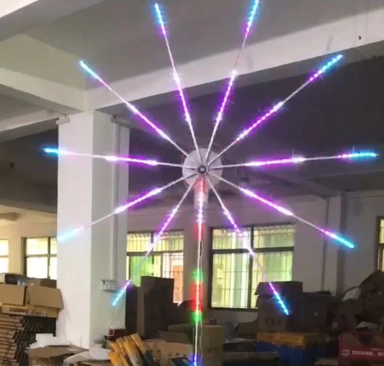 Diameter 2M RGB LED Firework Meteor Shower Rain Light Dynamic Falling Snow Raindrop Effect Wedding Holiday Christmas Landscape