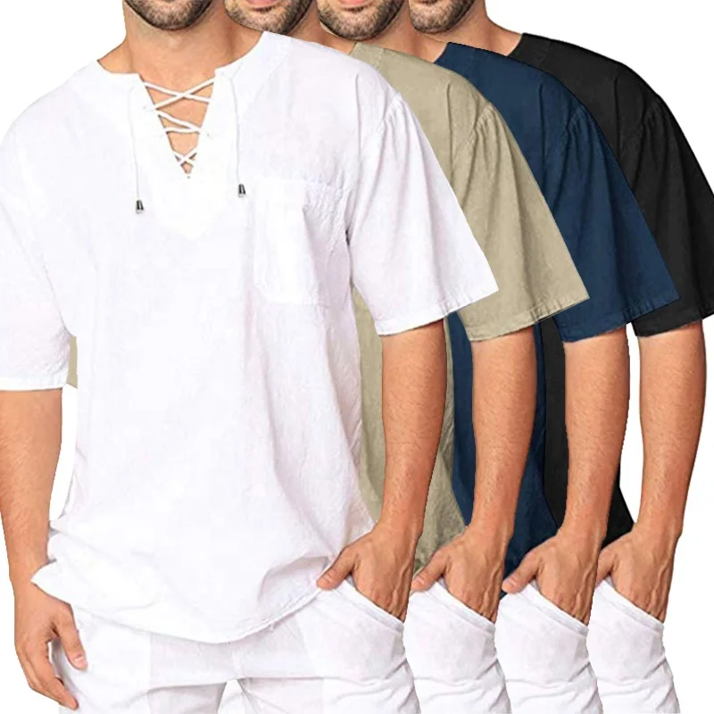 OA pay summer fashion casual loose fit mens breathable T shirt boys plus size custom basic V-neck tops low MOQ cheap price