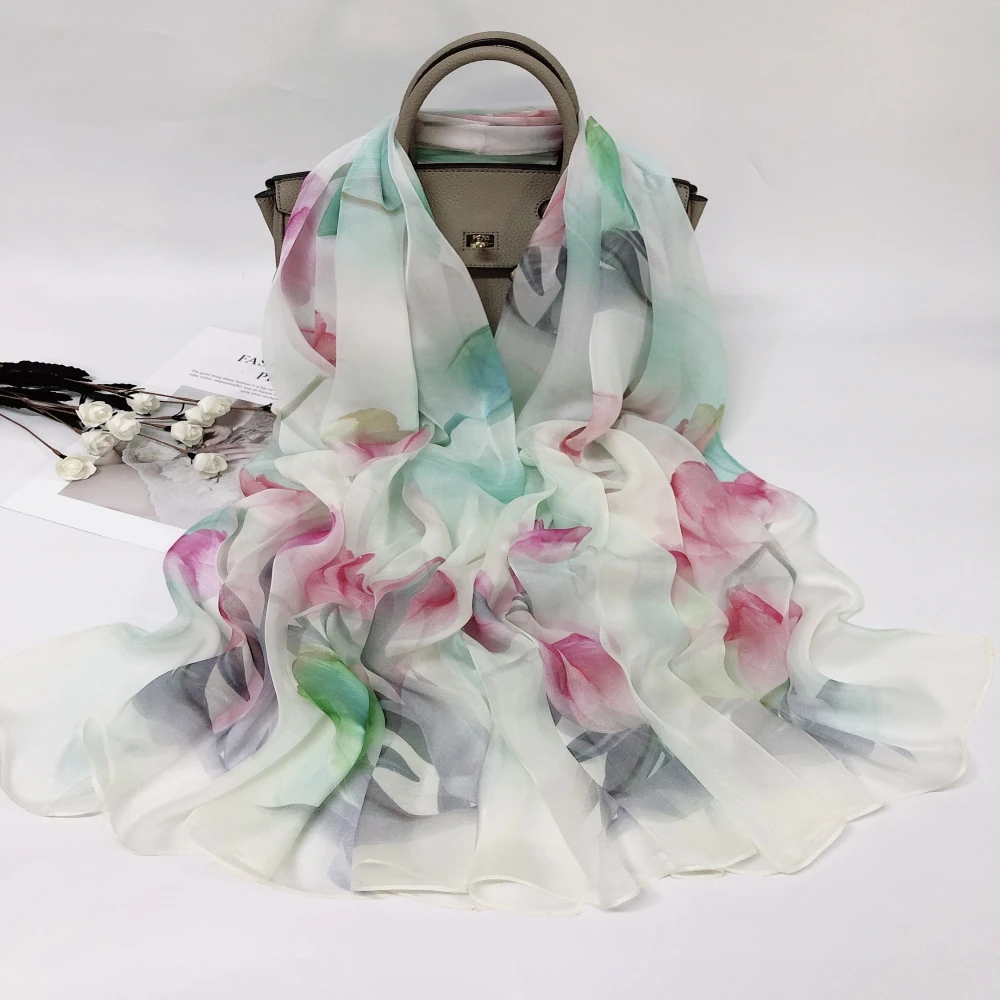 2021 год, Ханчжоу, оптовая продажа, роскошный дизайн, элегантный 100% чистый шелк, 5 Муми, 110*180 см, Женский шифоновый длинный шарф