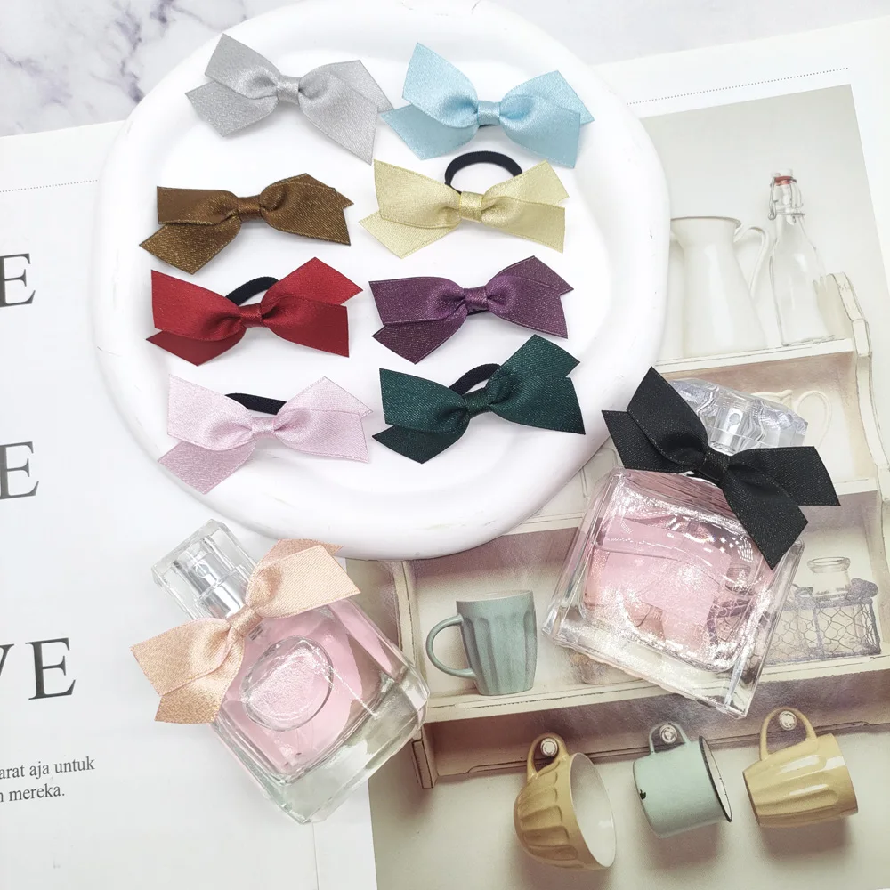 Оригинальная оптовая продажа бант из золотой ленты Простой Цветочный с эластичным шелковым атласным бантом для парфюмерного банта