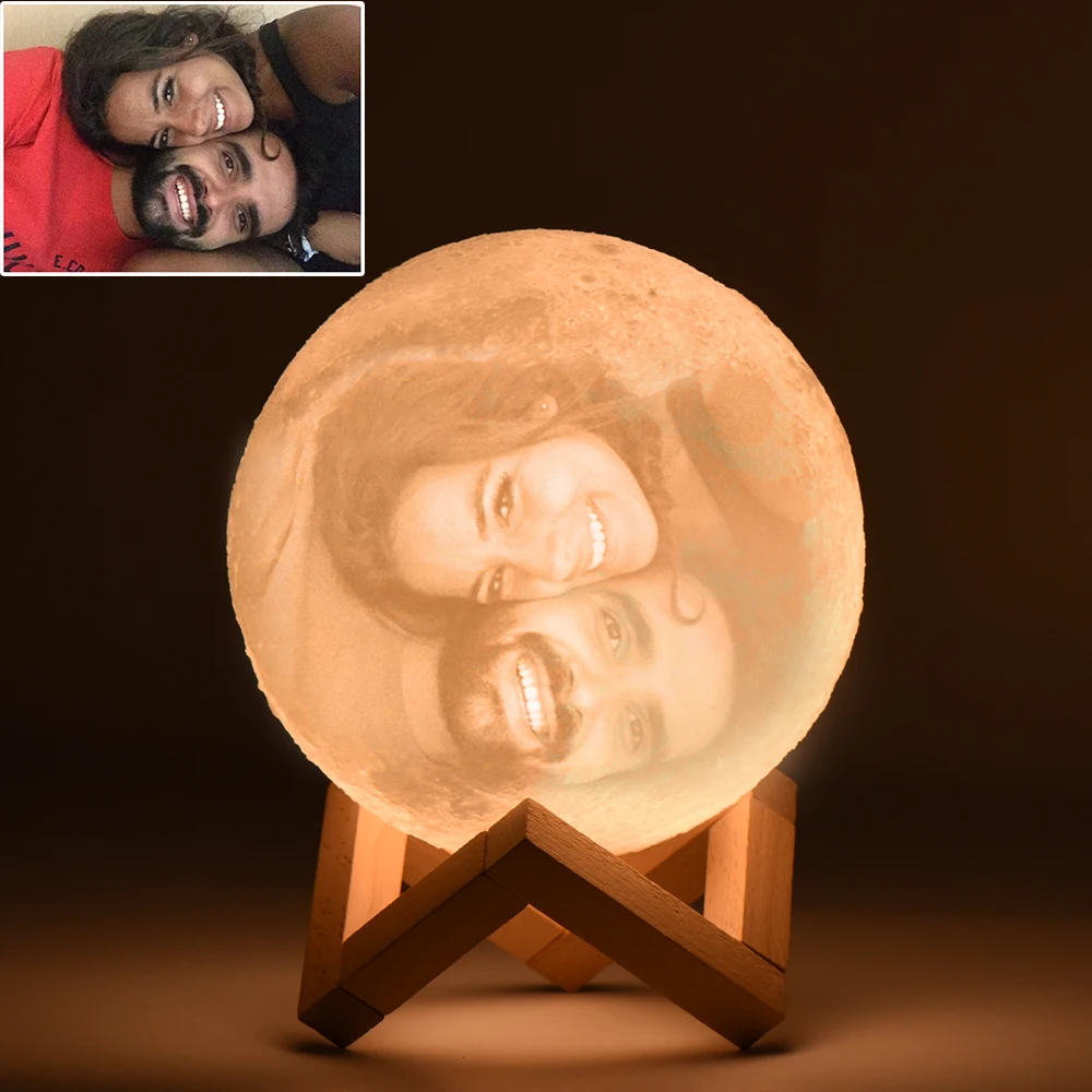
Personalized Moon Lamp Night Light With Picture engraved Moon Light Customized gifts for guys Women 2 Colors Touch 15cm 