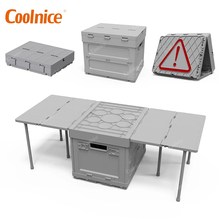 2023 Upgrade Space Saving Table Dining Eating Folding Storage Bins Car Camping Foldable Storage Box with Lid