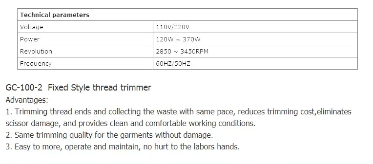 Golden Choice GC-100-2 Double Head Fixed Style Thread Trimmer Trimming Machine for Knitting Garments