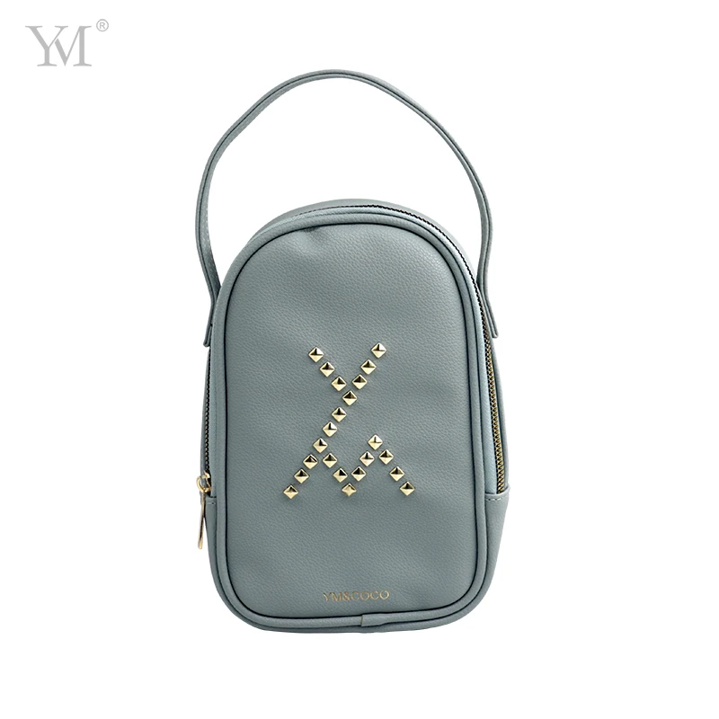 Wash toilet cosmetic bag with leather handle pouch for cosmetics beauty storage case bag