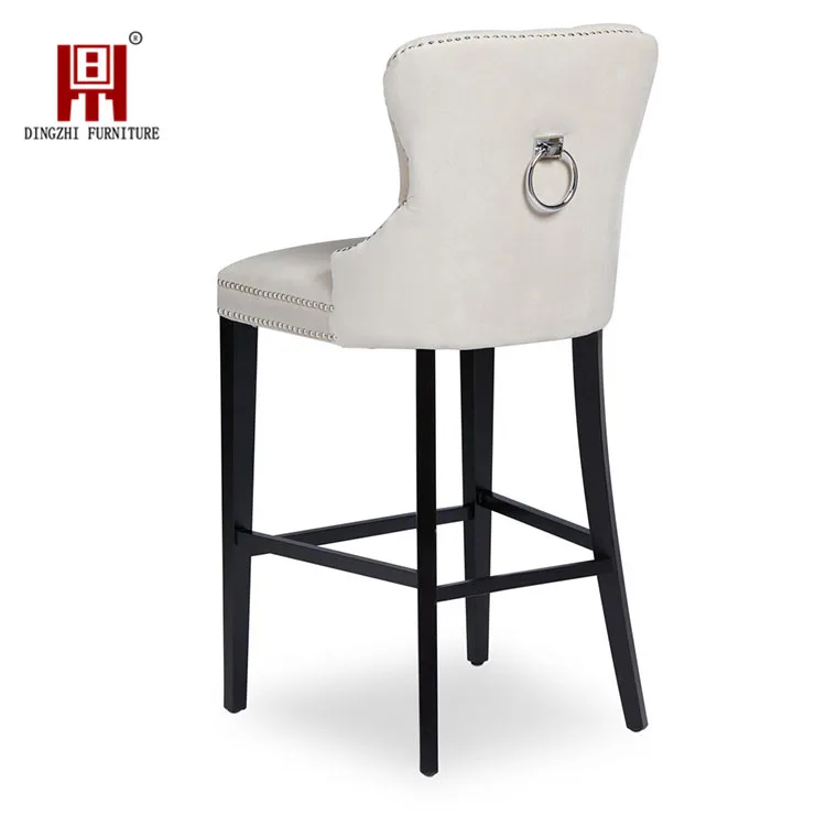 Современный синий бархатный высокий стул для барного стола