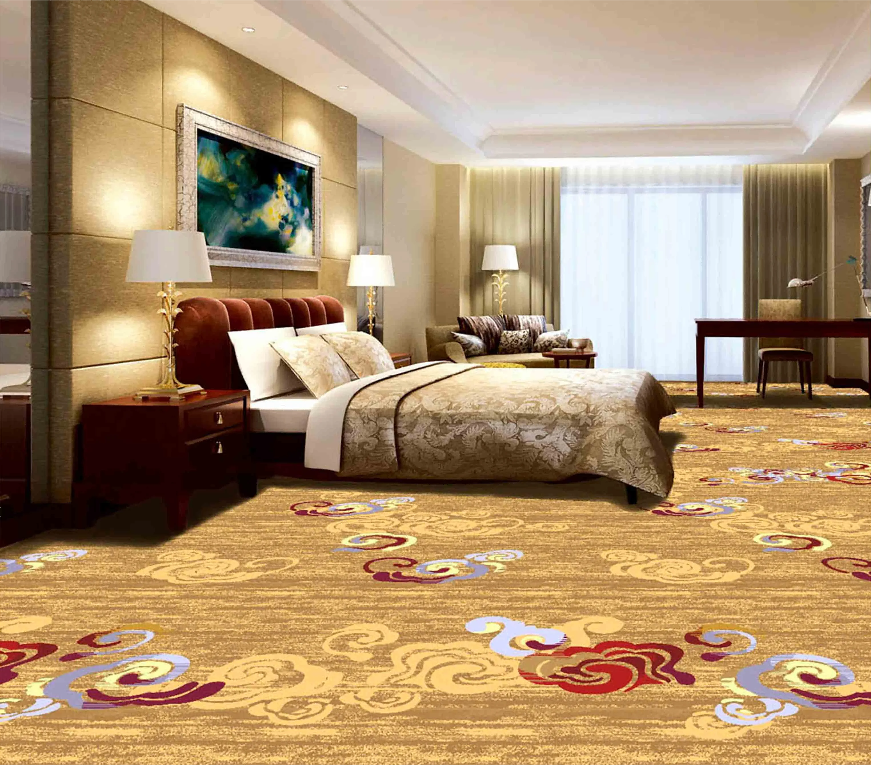 Отель коридор кинотеатр Восточный мыслит мягкий настил Wilton Axminster 3D-печатная машина ковер от стены до