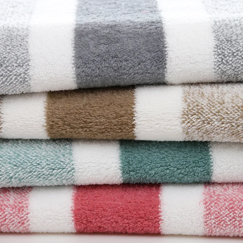 RL Cheap soft water absorbent face fleece bath towel Flannel polyester Nylon acrylic fabric