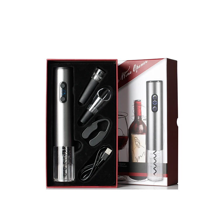Electric Wine Opener Manufacturer Rechargeable Automatic Electric Wine Bottle Opener Kit With USB Charging 4-in-1 Gift Set
