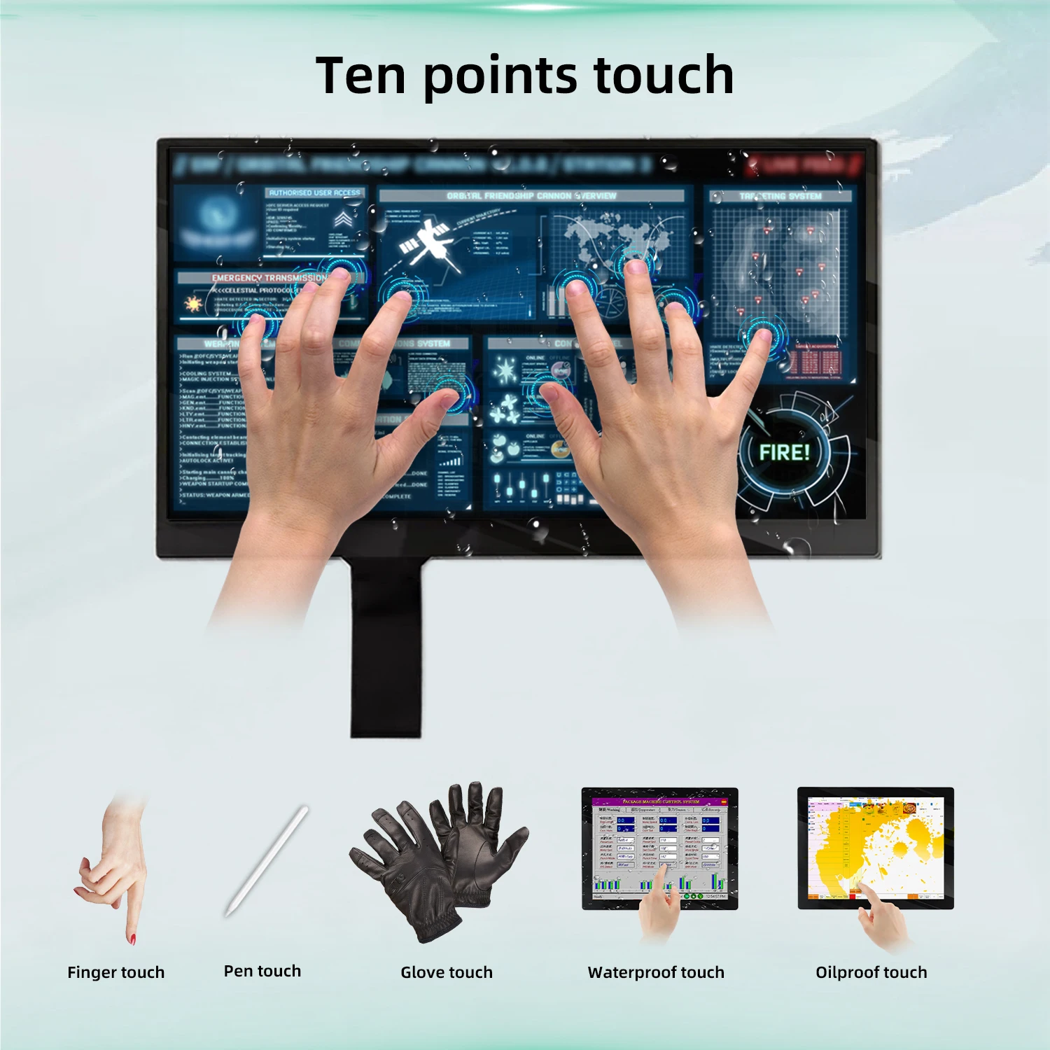 7 10.1 15 18.5 19.5 21.5 24 32 Inch PCAP Touch Screen Overlay Kit with Multi-Touch and Anti-Glare Coating for Outdoor Displays