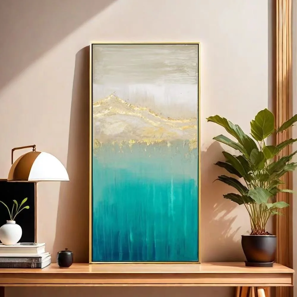 Original 100% Real Hand Painted Oil Painting on Canvas ,  Abstract Gold Foil Oil Painting, for Home Decoration,  Gifts