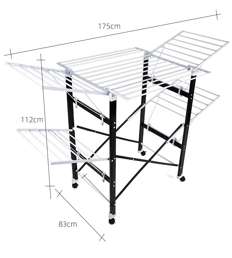 Manufacturers luxury balcony with wheel creative multi-functional drying rack indoor folding double-layer drying rack