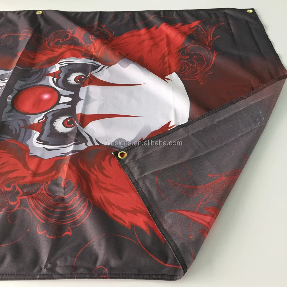 Custom Print 110gsm Knitted Polyester Banner with Grommets, Indoor Outdoor Advertising Flag Banner