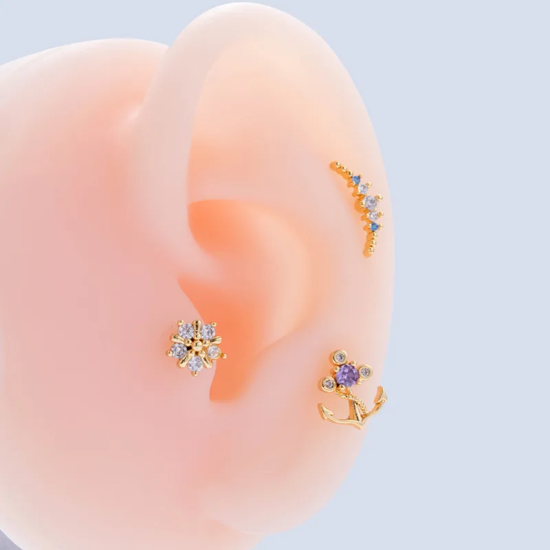 Threadless Push Pin Labret Lip Piercing F136 Ear Cartilage Helix Tragus Stud Body Piercing Ear bone nail earring