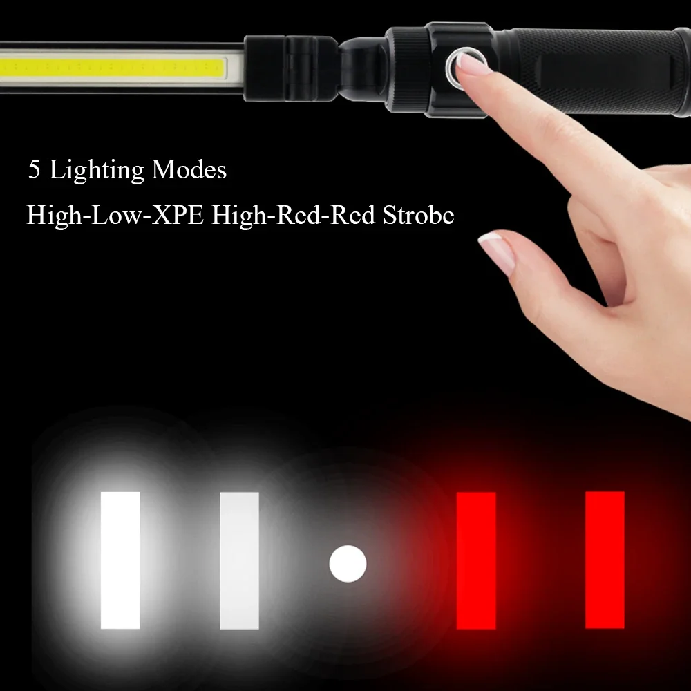 Car Repair, Outdoor, Camping, Emergency  COB LED Slim Work Light with Magnetic Base Foldable Rechargeable LED Work Light