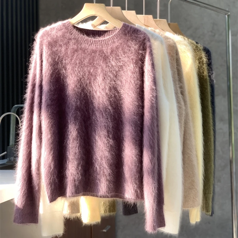 Autumn and Winter 100% Cashmere Pulled Wool Pullover Sweater Chinese Style Soft Waxy and Loose Fit