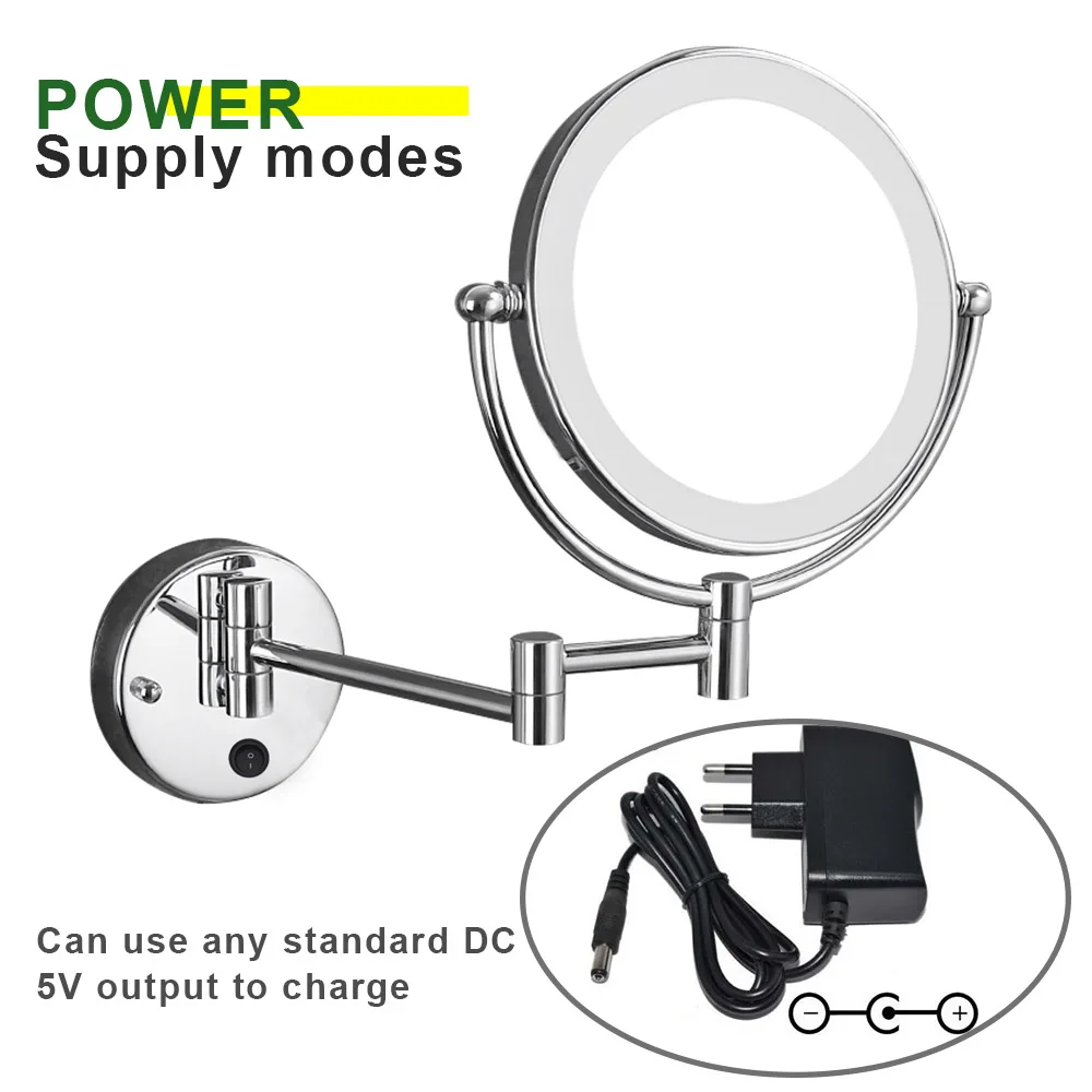 Factory Wholesale Led Cosmetic Mirror Double Sides Lighted Shower Shaving Mirror With Holder Bathroom Suction Cup Mirror
