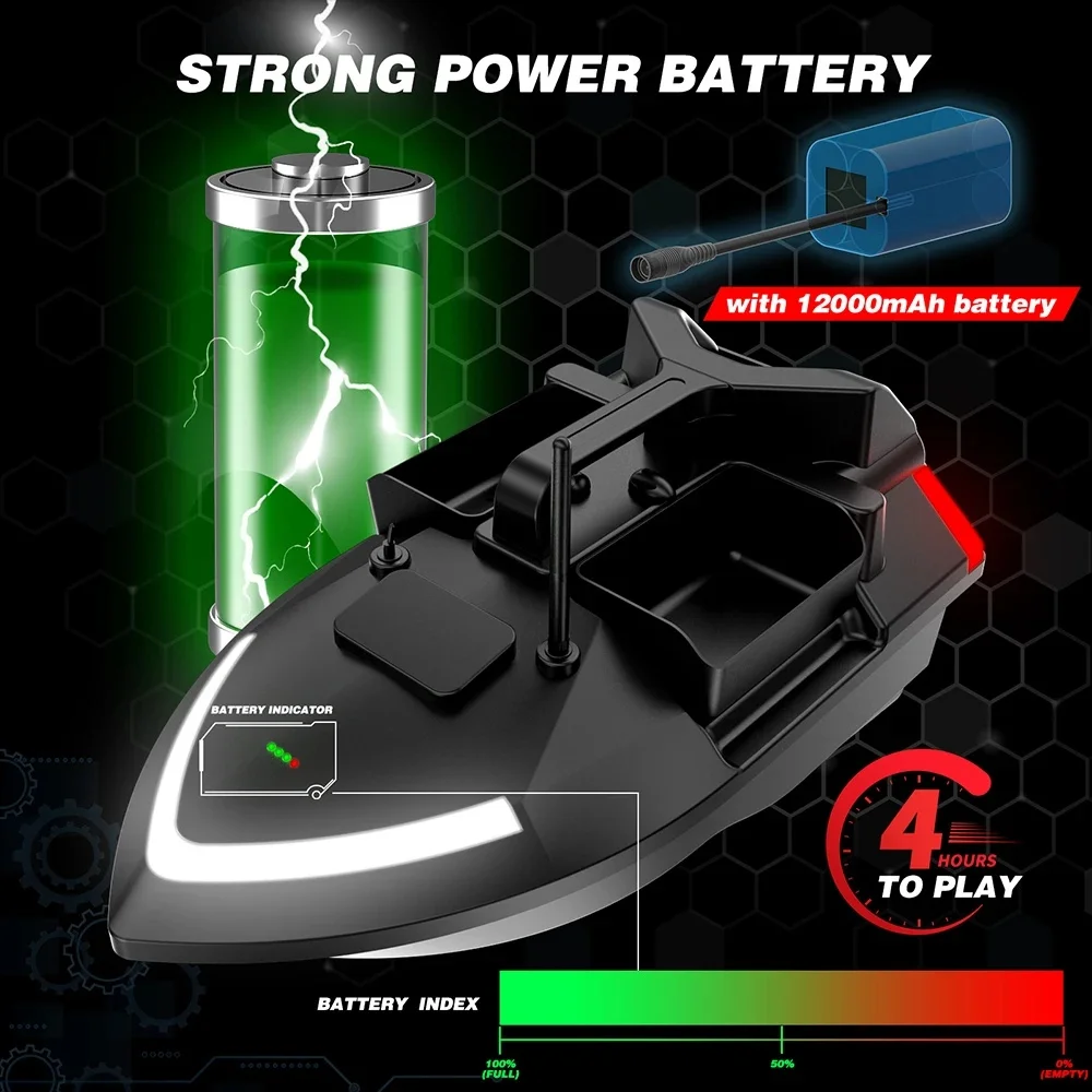 With LED Light V020 GPS Fishing Bait Boat Dual Powerful Motor 500M Remote Control Boat 2KG Loading Automatic Cruise RC Toy Gifts