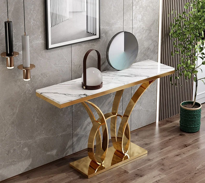 Hot sale living room furniture mirrored rose gold or gold frame  console table modern luxury corner console table