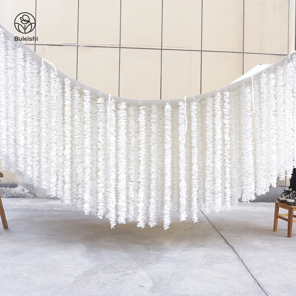 Wisteria Flower Ceiling Hanging Lilac Flower Wall Cloth Based White Ceiling Decoration Wedding Roof Decoration