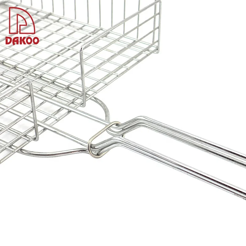 High-grade wire mesh clamp Stainless Steel BBQ Mesh Baskets Barbecue Tools Grill Net