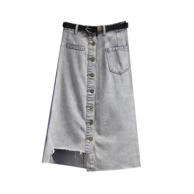 Factory Wholesale Women Korean Denim Pencil Skirts Plus Size High Waist Stretch A Line Long Jeans Skirt