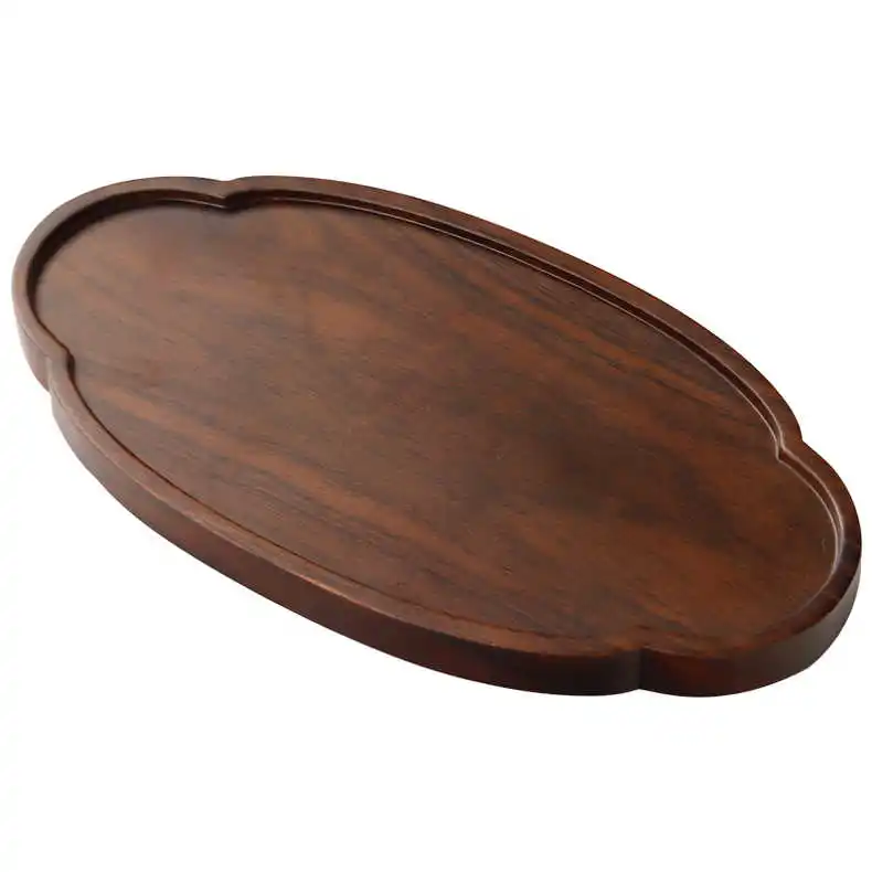 TITAN  Black walnut lace tray Whole wood dry tea tray dim sum dinner tray plum lace solid wood pastoral family