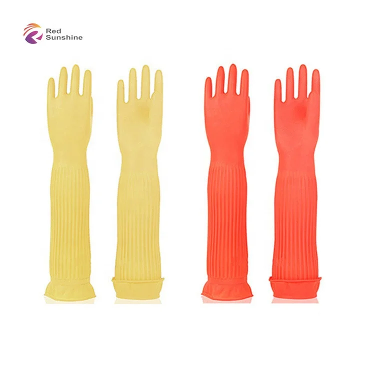 Kitchen Household Winter 45CM Extended Thick Rubber Latex Dishwashing Gloves