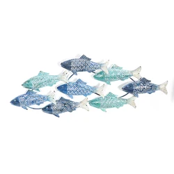 Liffy Modern Style 42 Inches Home Decor Bedroom Wall Art Metal With Glass Blue Fish