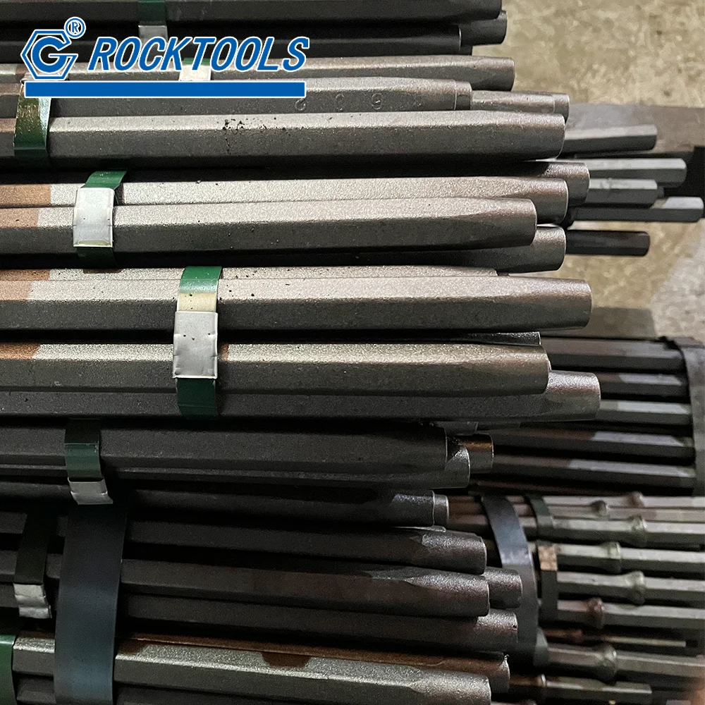 China Manufacturer H22 11 Degree Taper Drill Rock Rod for Quarrying Mining Tunneling
