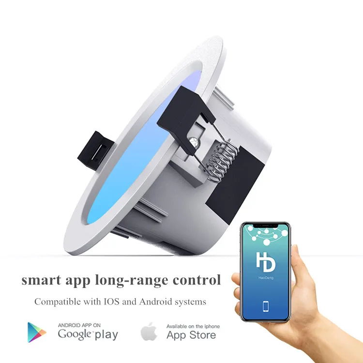 BT Mesh group control Smart downlight dimmable CCT RGBW  led lights APP Alexa Google home Wifi Smart LED down light