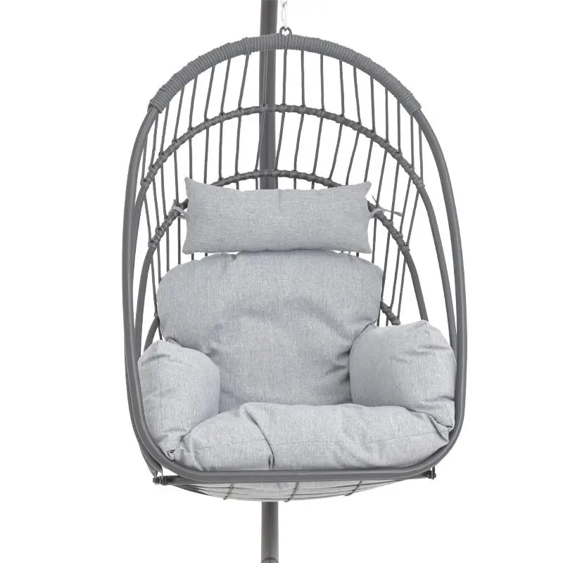 Outdoor Patio Single Seater Steel Hanging Chair Luxury Sofa Indoor Light Brown Steel Large Egg Hanging Swing Chair