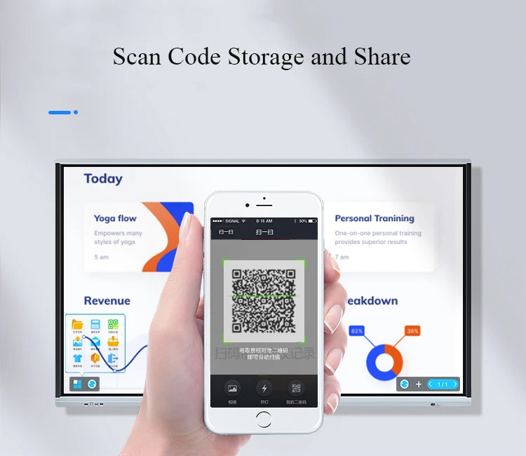 Education Solution FVASEE 98 Inch Interactive Whiteboard Touch Screen With Built-in 13MP Camera