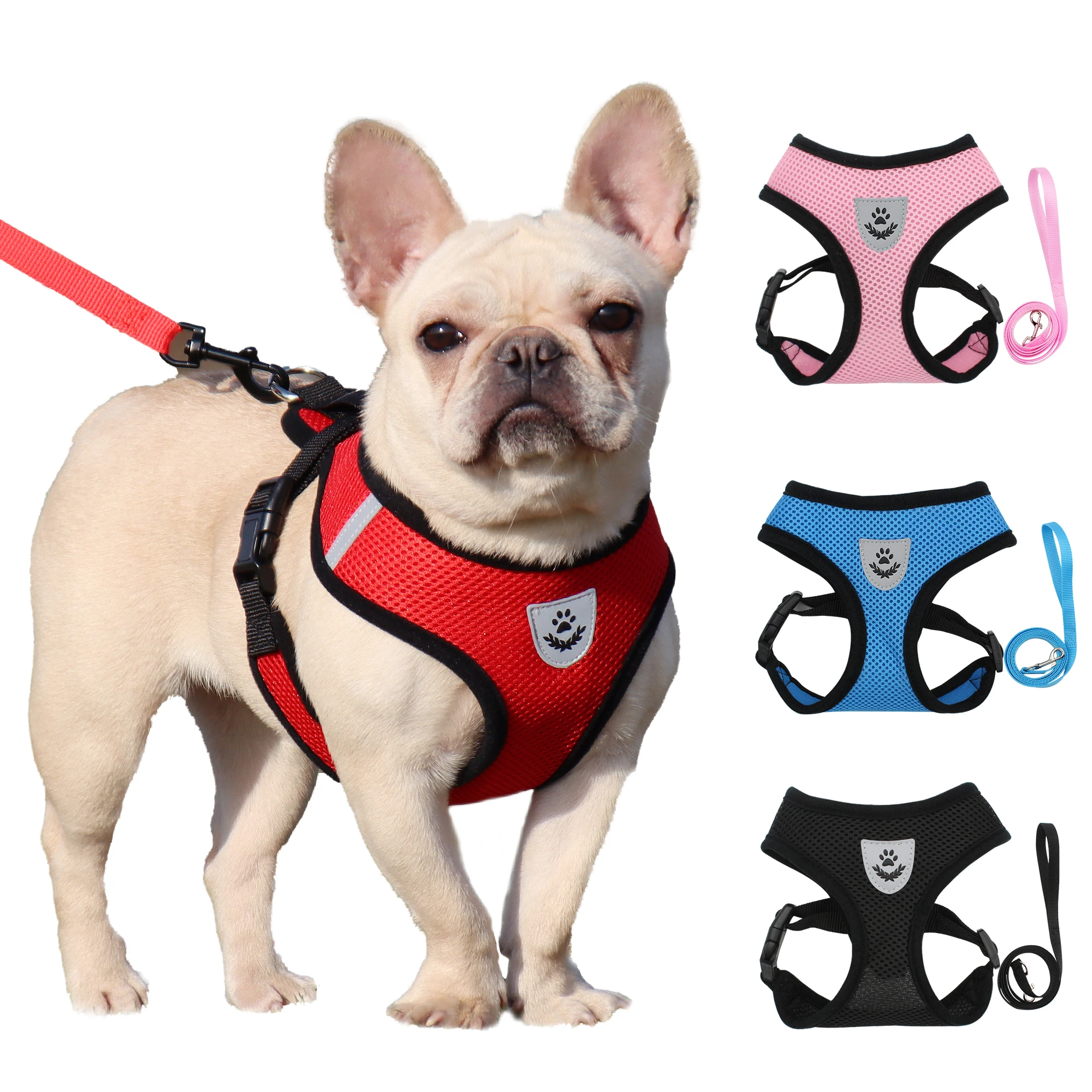Dog vest harness pet harness collar and leash set cat reflective private label dog harness