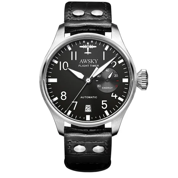 
316L Stainless Steel Seagull ST2532 Power Reserve Sapphire Crystal Men Pilot Automatic Watch 