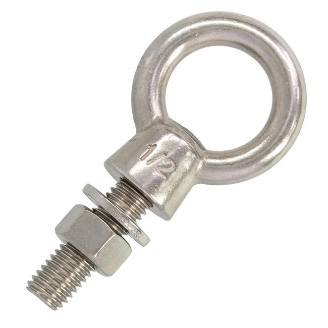 Factory Price Stainless Steel Eye Bolt  Any Length Of Screw Available With Double Washers
