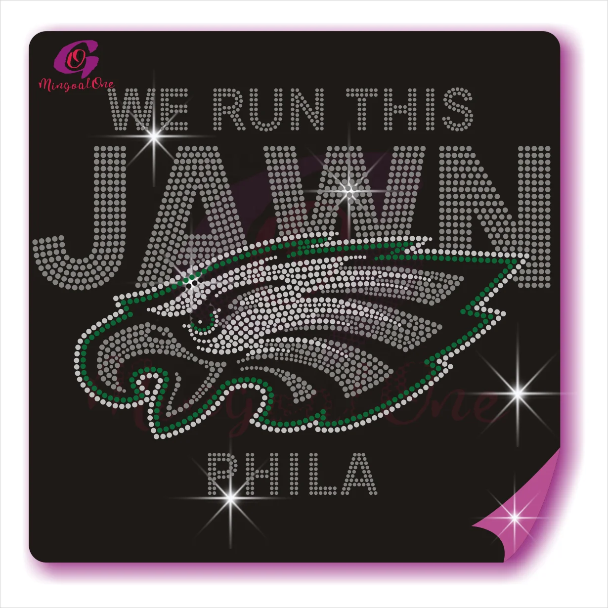 Top Sale Fashion Bling Team Logo Hot Fix Rhinestone Transfer Customized Rhinestone Heat Transfer Design for Clothes