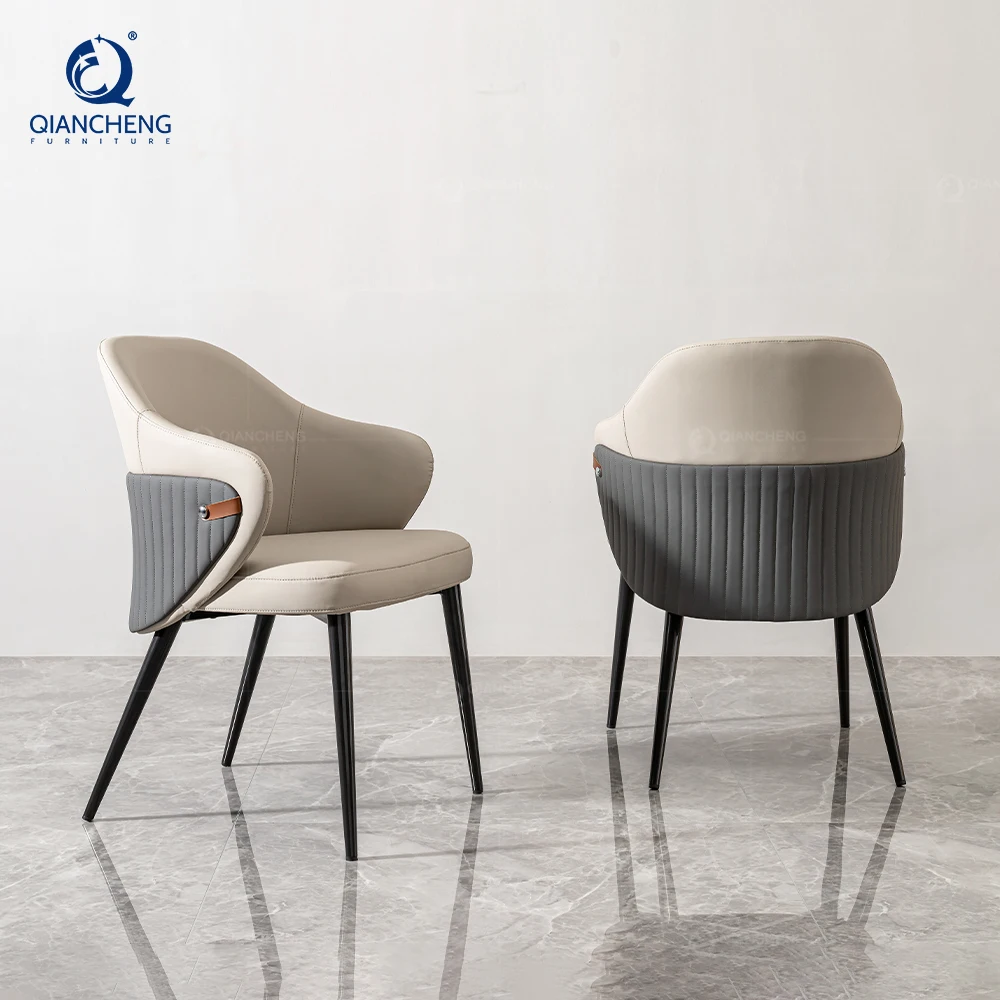 QIANCHENG furniture wholesaler oem retro restaurant pu chairs victorian style dining room modern leather chair for table set