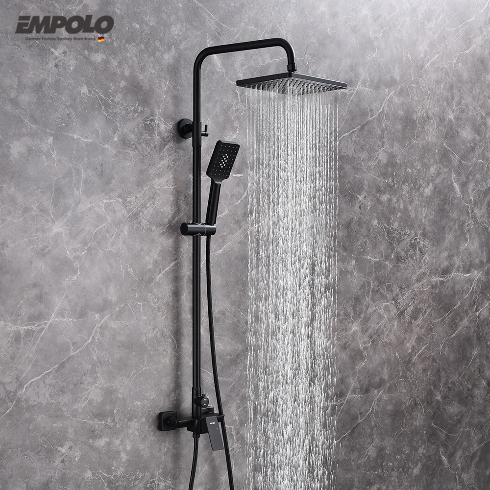 Empolo Bathroom Products Modern Brass Hot And Cold Faucet Rainfall Shower Set Bath Room Mixer Head Rain Shower Mixer Set