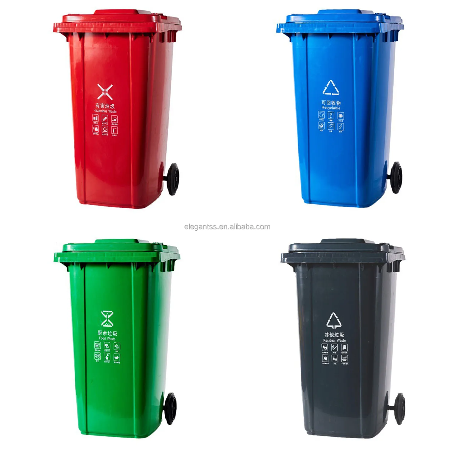 60L 100L 120L 240L Recycle Plastic Garbage Bin Trash Can Dustbin Waste Bin