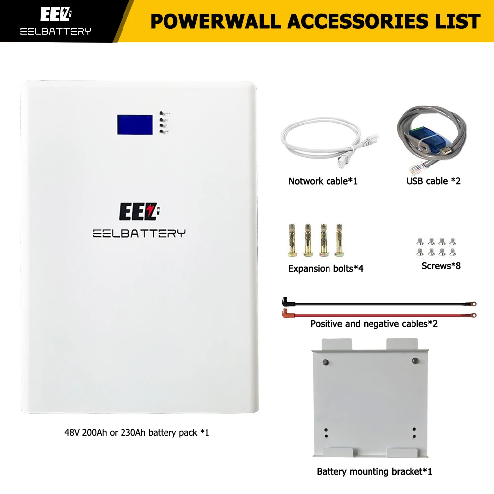 EEL Hot selling 48V Wall Mounted Battery Box LiFePO4 48V BMS 100A 150A 200A lifepo4 White Powerwall Box For Solar Energy System