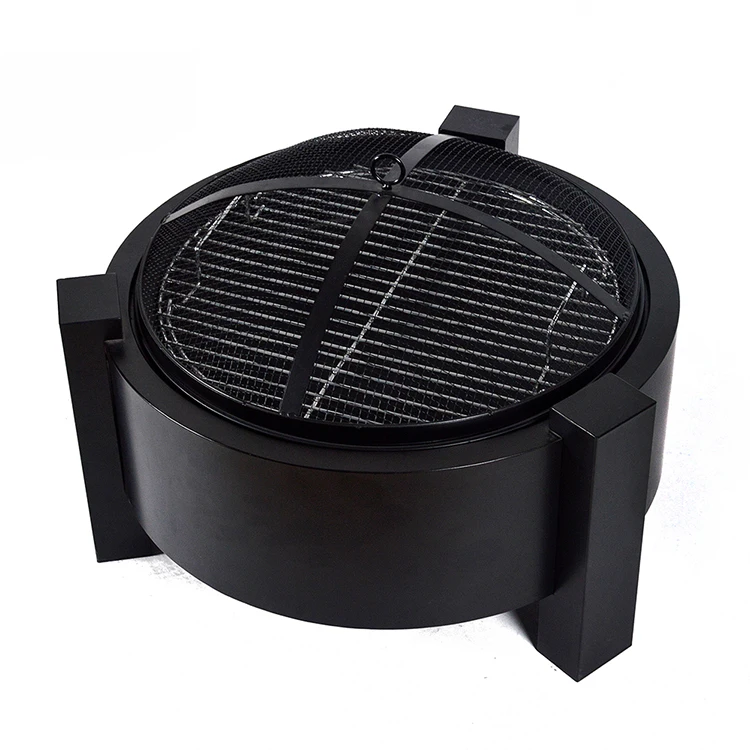 Professional Manufacture Garden Outdoor Covered Fire Pit Steel Fire Place With Mesh Lid