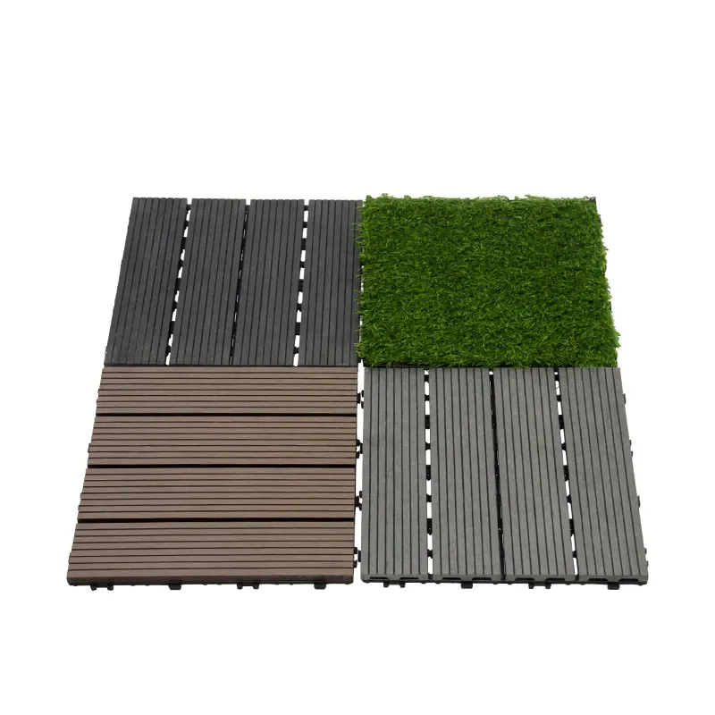 AOLONG Diy Deck Tiles Wpc Outdoor Flooring Cheap Price Chocolate And Reddish Brown Hollow Decking 300 X 300 WPC Decking